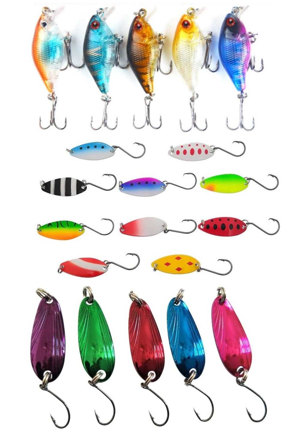

Форелевые блесныи воблеры. 20 штук. Lucky Fish. KIT3811, KIT3811