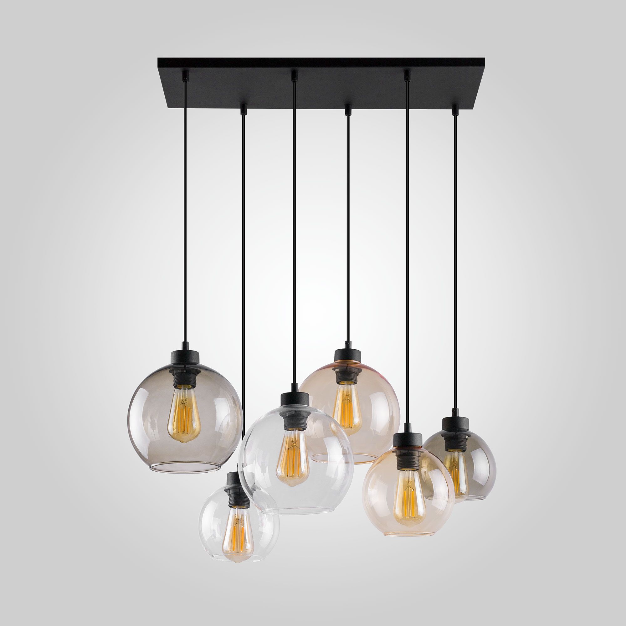 

Подвесной светильник на 6 стеклянных разноцветных плафона TK Lighting 2164 Cubus черн. Е27, 2164