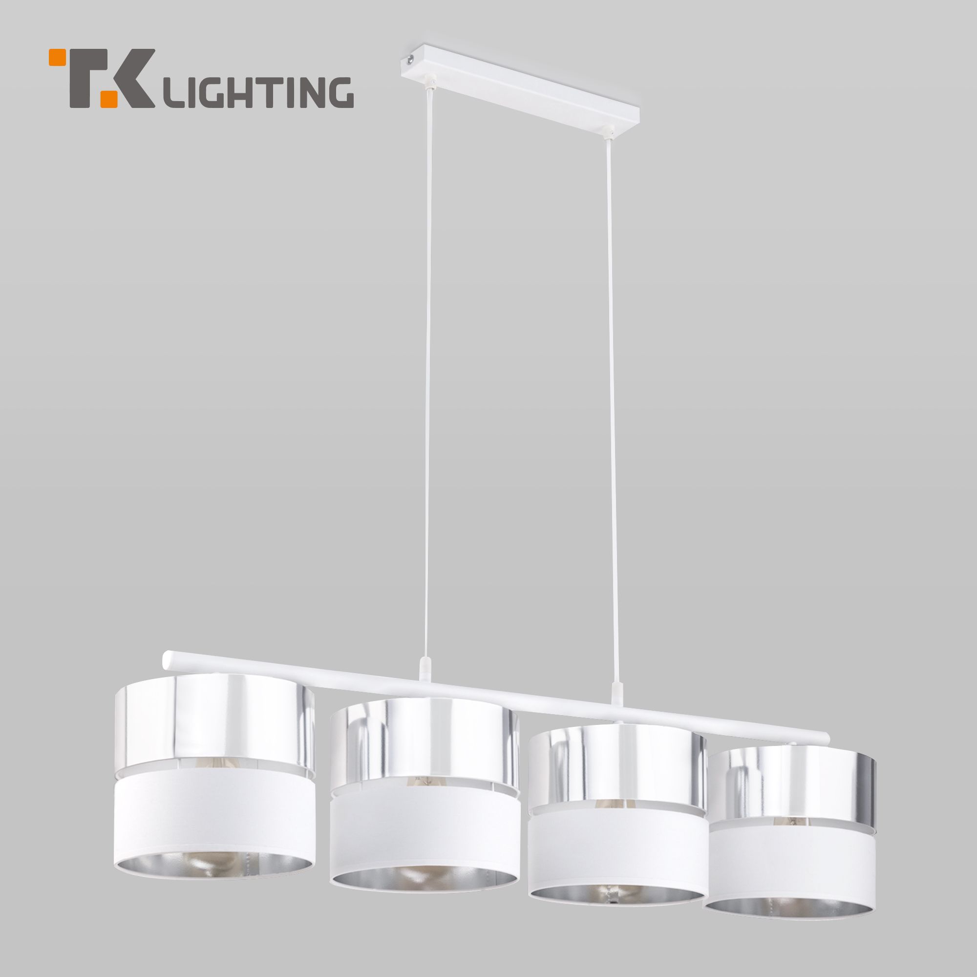 Подвесной светильник с 4 абажурами TK Lighting 4177 Hilton Silver белый/хром Е27