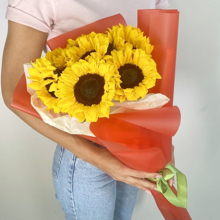 

Букет цветов Лэтуаль Flowers Подсолнухи FLW000967, 7 шт желтый цвет, Подсолнухи