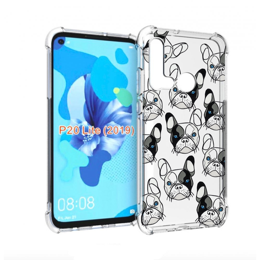 Чехол бампер MyPads мини-собачки-черно-белый для Huawei P20 Lite