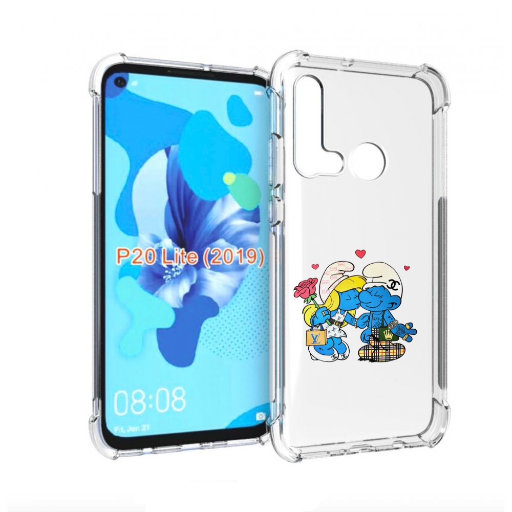 Чехол бампер MyPads модные-смурфики для Huawei P20 Lite (2019)