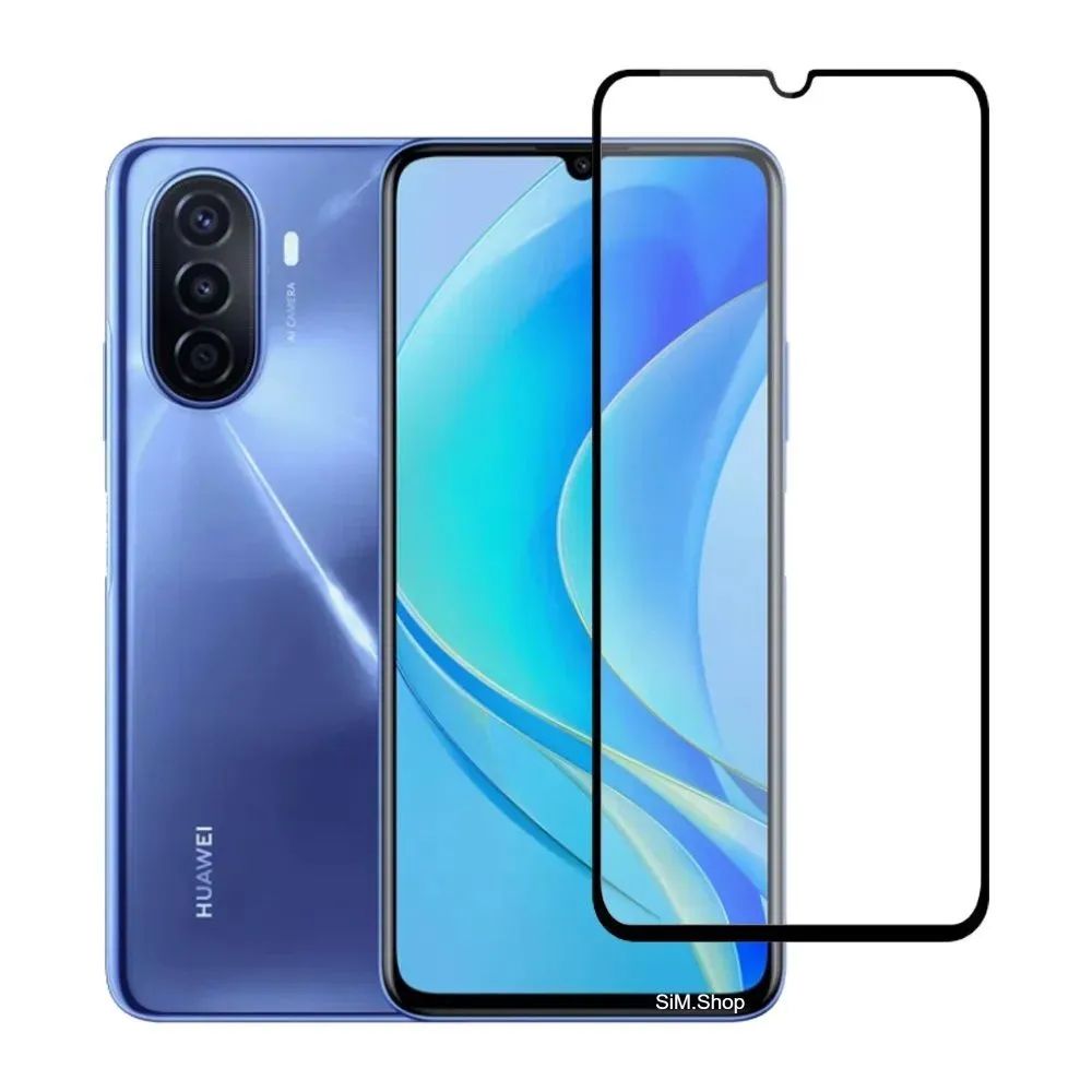 

Защитное стекло mObility для Huawei Nova Y70 полный клей, черный