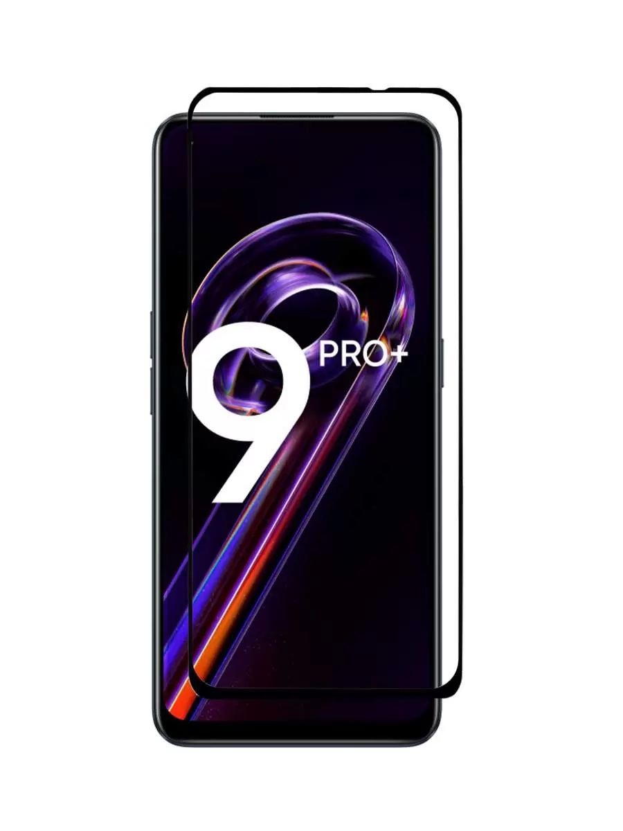 Защитное стекло mObility для Realme 9 Pro+ полный клей, черный