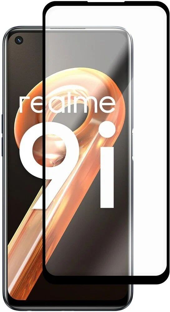 Защитное стекло mObility для Realme 9i полный клей, черный