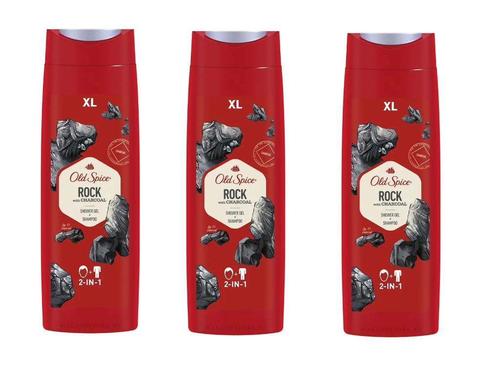 Шампунь-гель для душа Old Spice 2 в 1 Rock with Charcoal 400 мл 3 шт