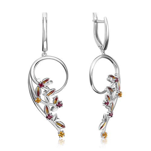 

Серьги подвески из серебра PLATINA jewelry 02-4748, гранат, 02-4748