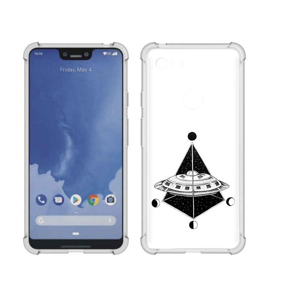 

Чехол MyPads Tocco для Google Pixel 3 XL черно белая летающая тарелка, Прозрачный, Tocco