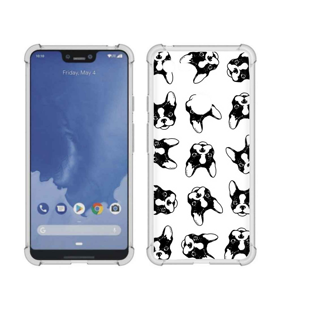 

Чехол MyPads Tocco для Google Pixel 3 XL черно белые собачки, Прозрачный, Tocco
