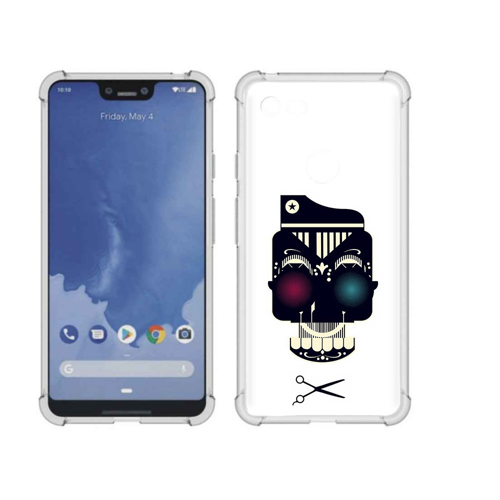 

Чехол MyPads Tocco для Google Pixel 3 XL черно белый скелет с яркими глазами, Прозрачный, Tocco