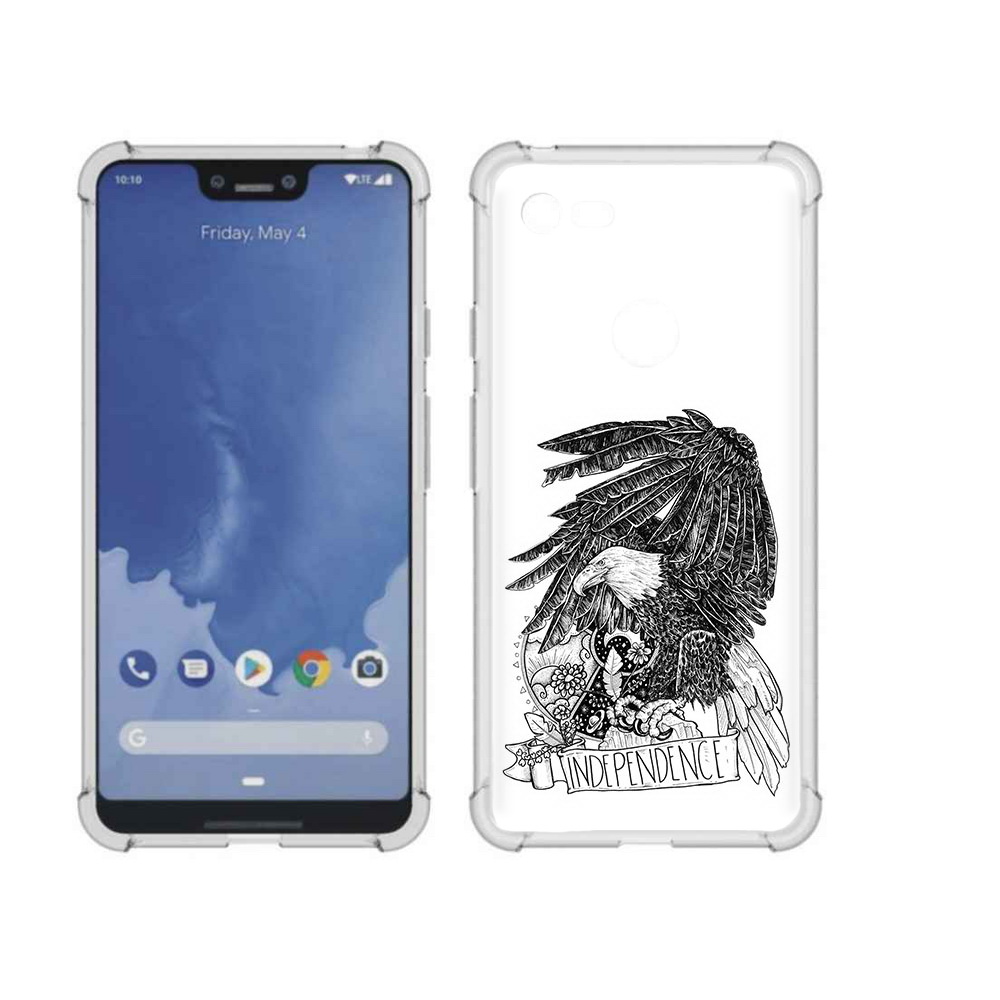 

Чехол MyPads Tocco для Google Pixel 3 XL черно белый сокол, Прозрачный, Tocco