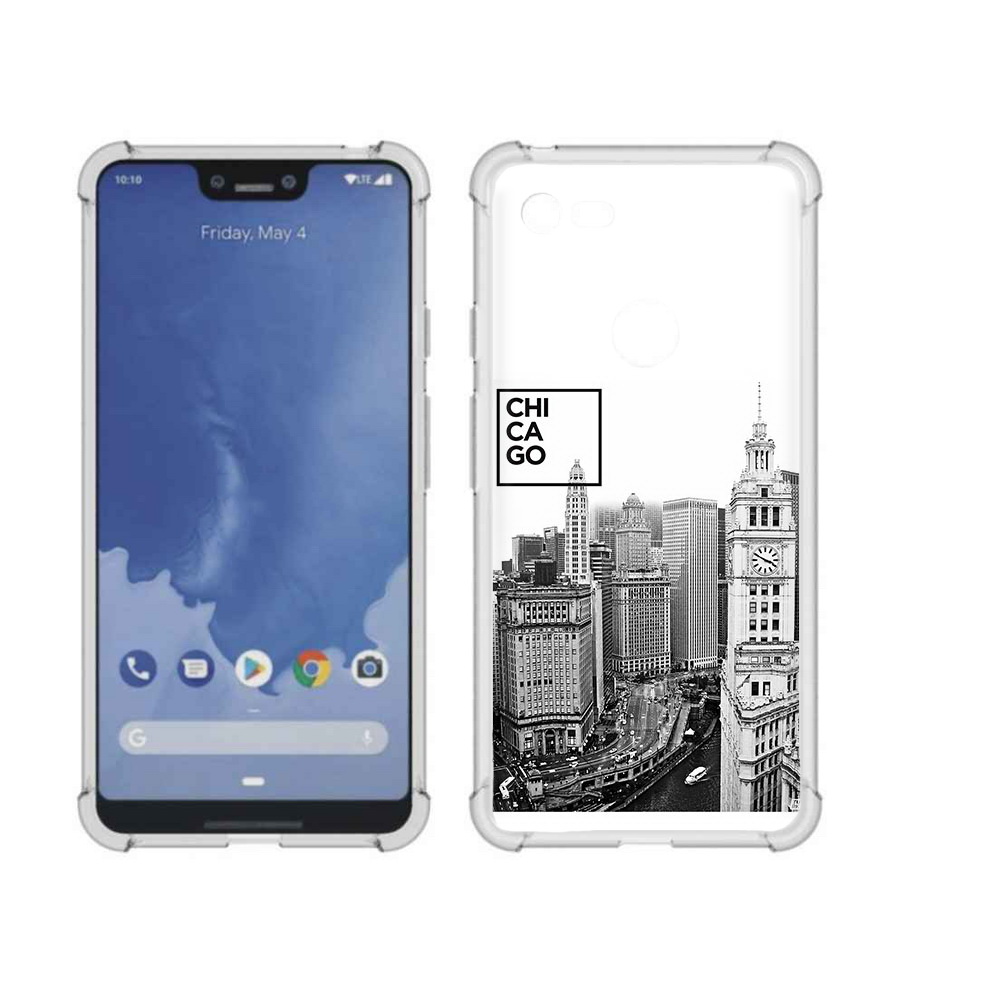 

Чехол MyPads Tocco для Google Pixel 3 XL черно белый чикаго, Прозрачный, Tocco