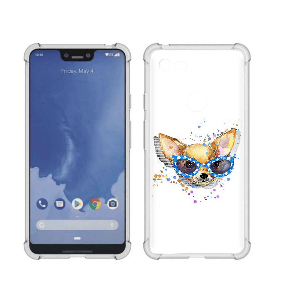 

Чехол MyPads Tocco для Google Pixel 3 XL чихуа-хуа в очках, Прозрачный, Tocco