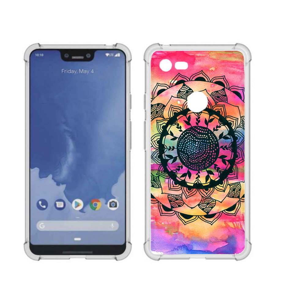 

Чехол MyPads Tocco для Google Pixel 3 XL яркая абстракция круглый цветок, Прозрачный, Tocco
