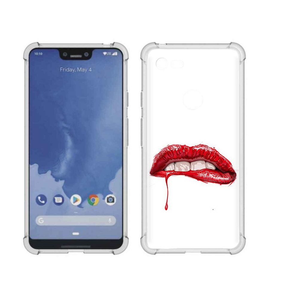 

Чехол MyPads Tocco для Google Pixel 3 XL яркие красные губы, Прозрачный, Tocco