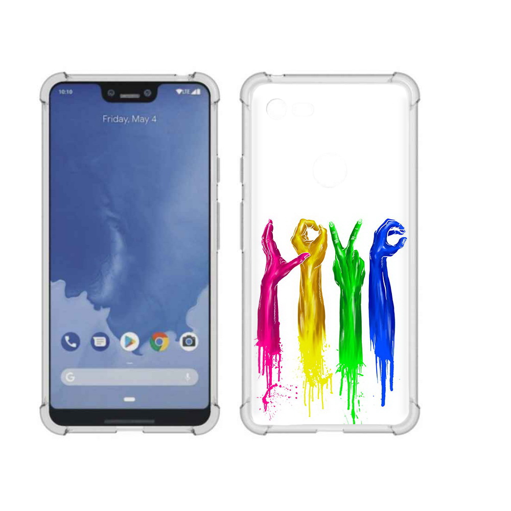 

Чехол MyPads Tocco для Google Pixel 3 XL яркие руки love, Прозрачный, Tocco
