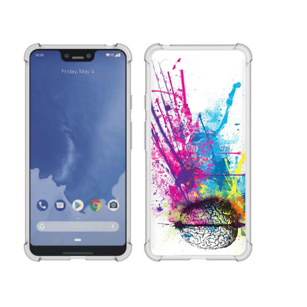

Чехол MyPads Tocco для Google Pixel 3 XL яркий красочный мозг, Прозрачный, Tocco