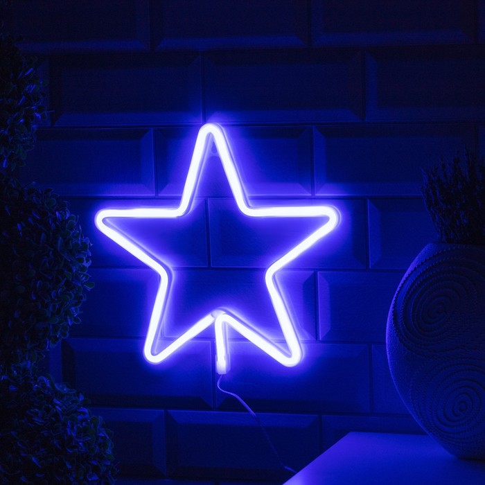 фото Неоновая вывеска «звезда» 28 ? 28 см, usb, свечение голубое luazon lighting