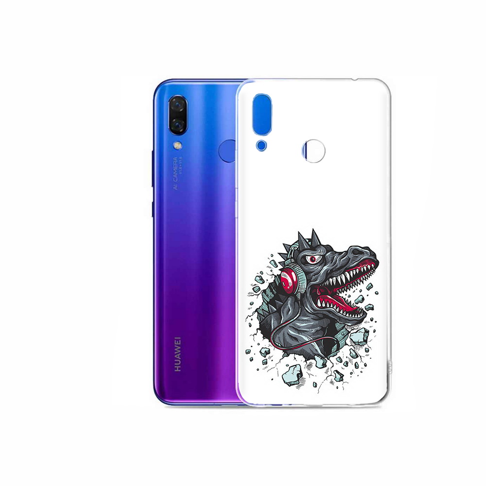 

Чехол MyPads Tocco для Honor Play Нарисованный динозавр в наушниках, Прозрачный, Tocco