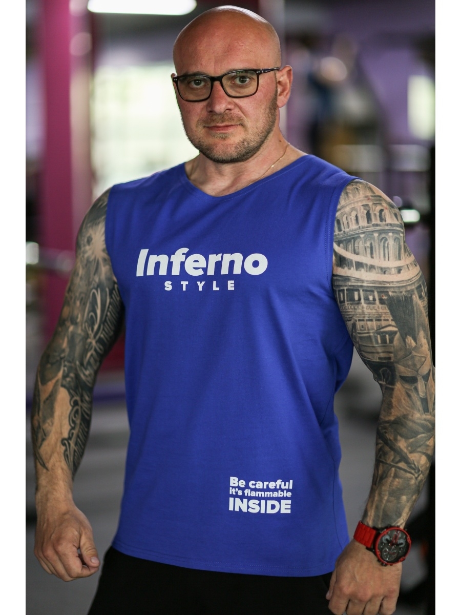 

Майка мужская INFERNO style М-002-005 синяя 2XL, Синий, М-002-005