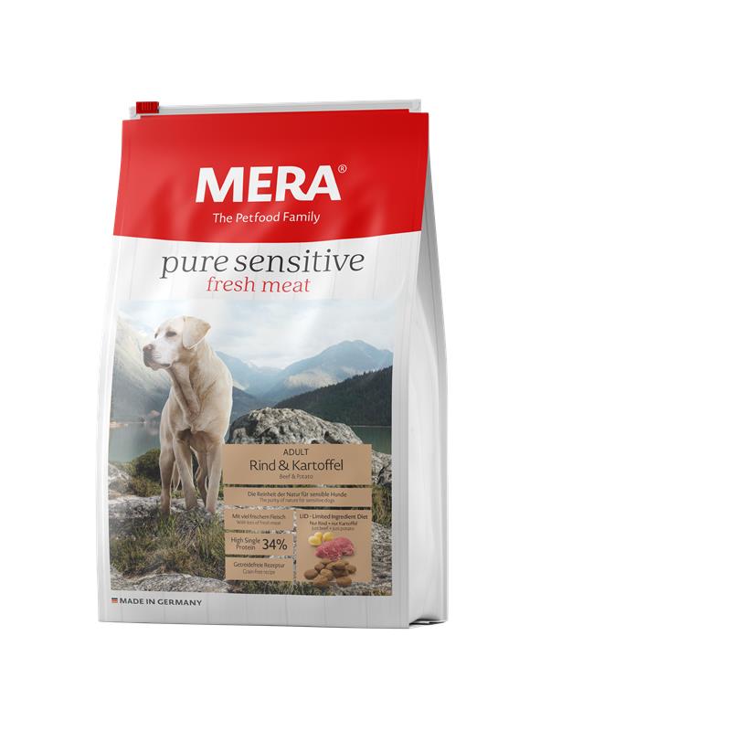 Сухой корм для собак MERA Pure Sensitive Adult, говядина и картофель, 12,5кг