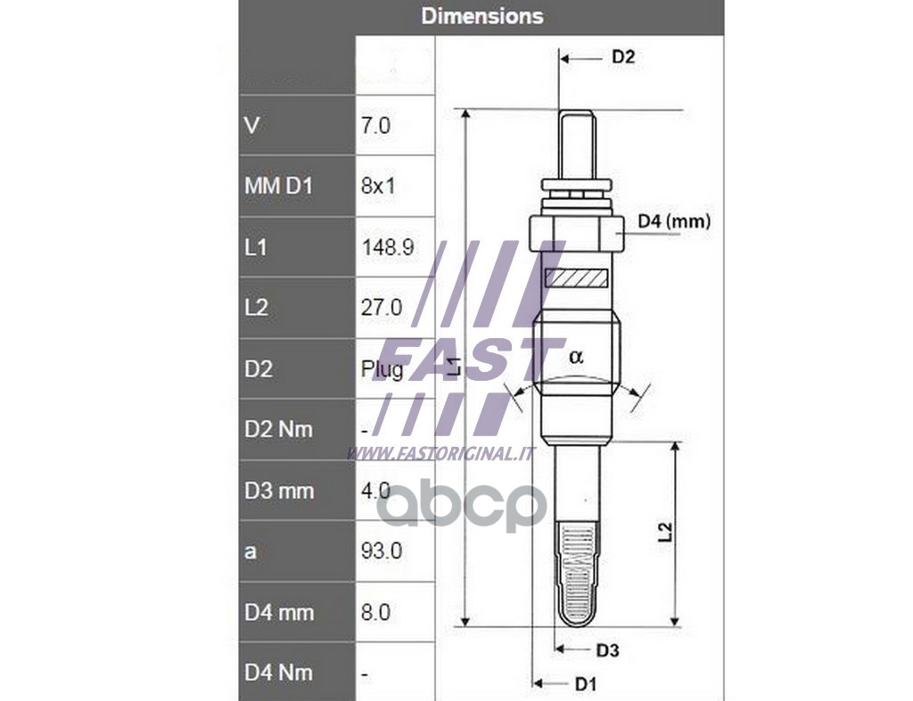 Свеча Накала Mercedes Sprinter 06> Cdi FAST FT82750