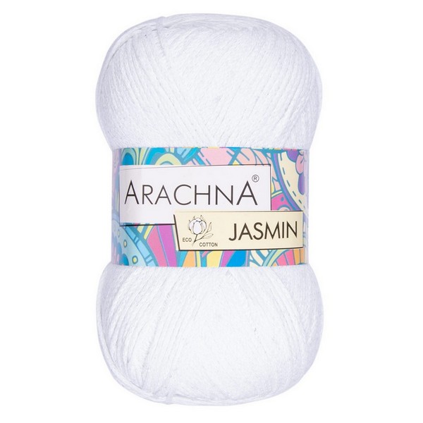 

Пряжа ARACHNA JASMIN 80% хлопок, 20% полиэстер 5 шт. х 100 250 м цв. №101 белый AR, JASMIN