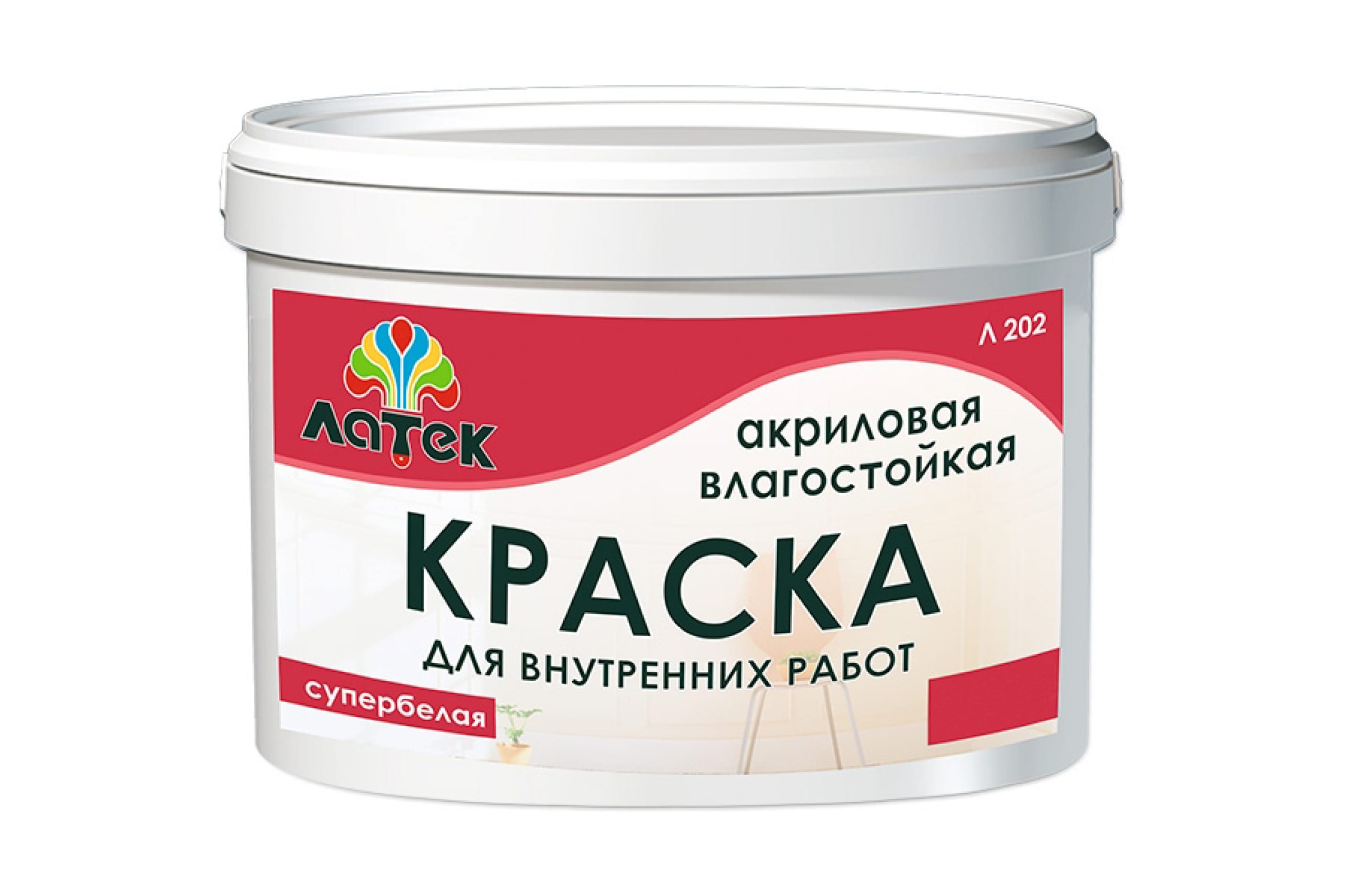 

Латек краска акриловая влагостойкая супербелая 3кг Л202 LAP005, Белый