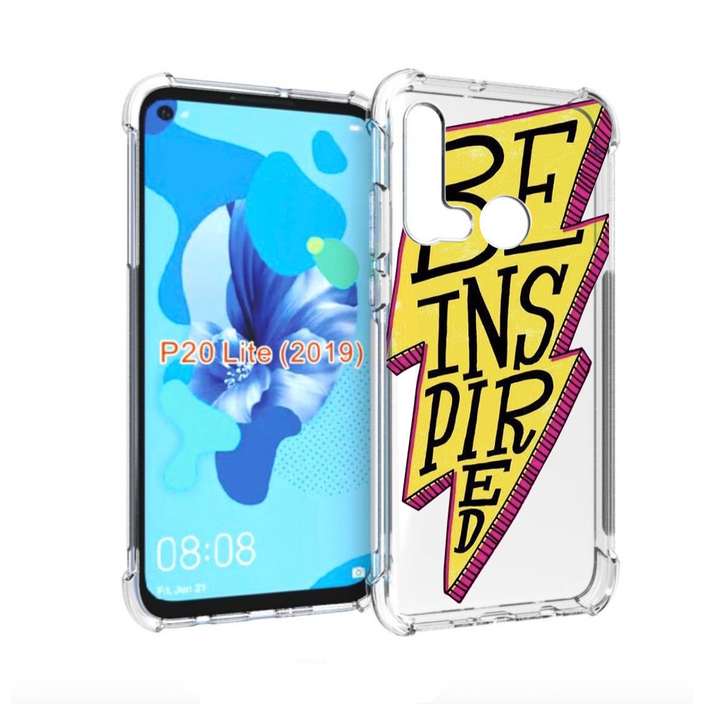 

Чехол бампер MyPads надпись в желтой молнии для Huawei P20 Lite, Прозрачный, Tocco