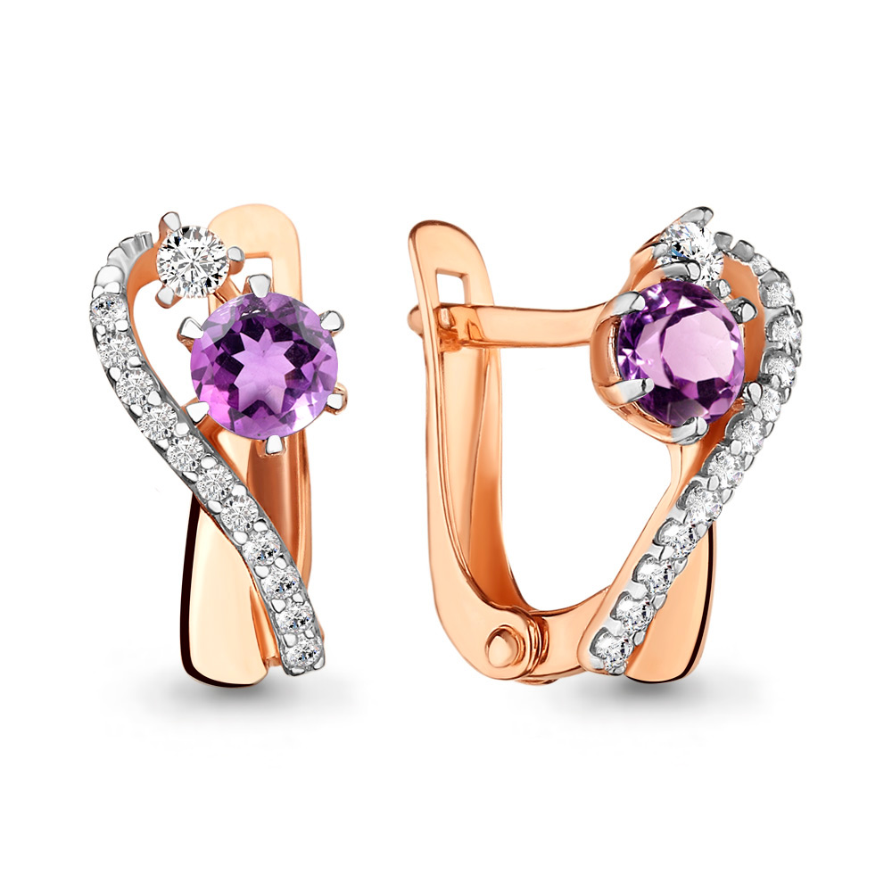 

Серьги из серебра с аметистом Aquamarine 4734104А_925_з, 4734104А_925_з