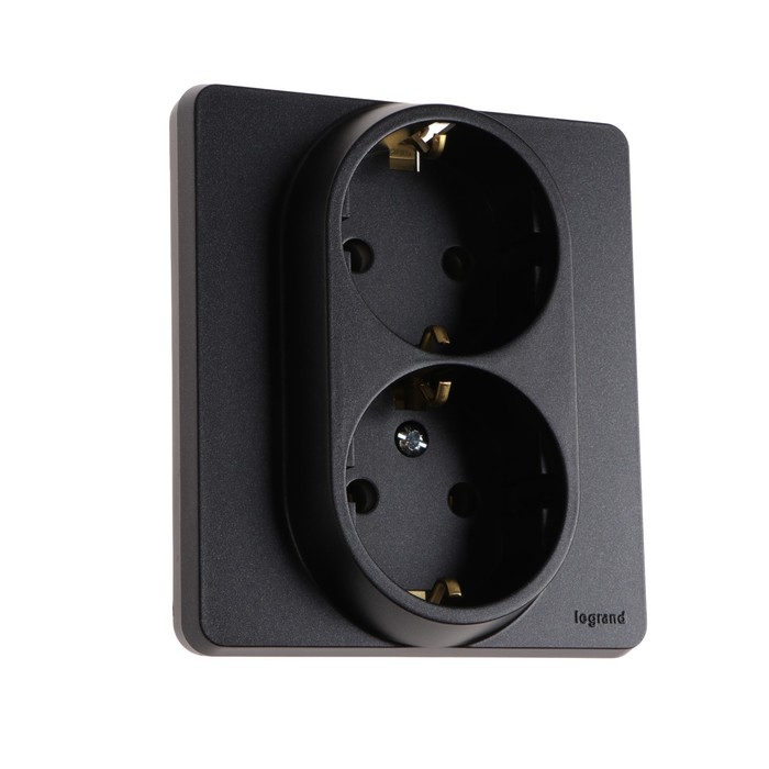 

Розетка Legrand INSPIRIA, двухместная, 2К+З, 16 А, 250 В, Антрацит, Черный