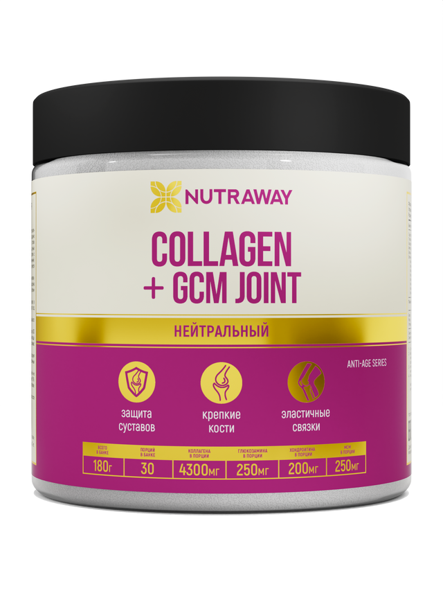 фото Коллаген + глюкозамин хондроитин мсм nutraway collagen+gcm joint нейтральный порошок 180 г