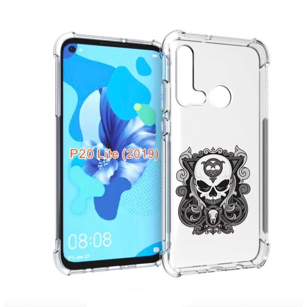 

Чехол бампер MyPads орнамент-на-черепе для Huawei P20 Lite (2019, Прозрачный, Tocco