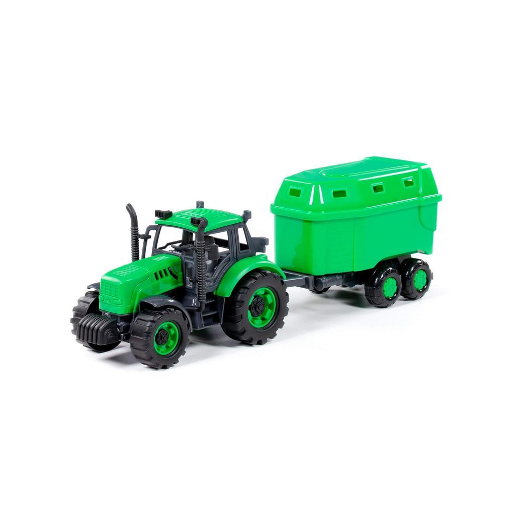 Трактор Полесье Прогресс с прицепом для перевозки животных инерционный зелёный 91482-xD5