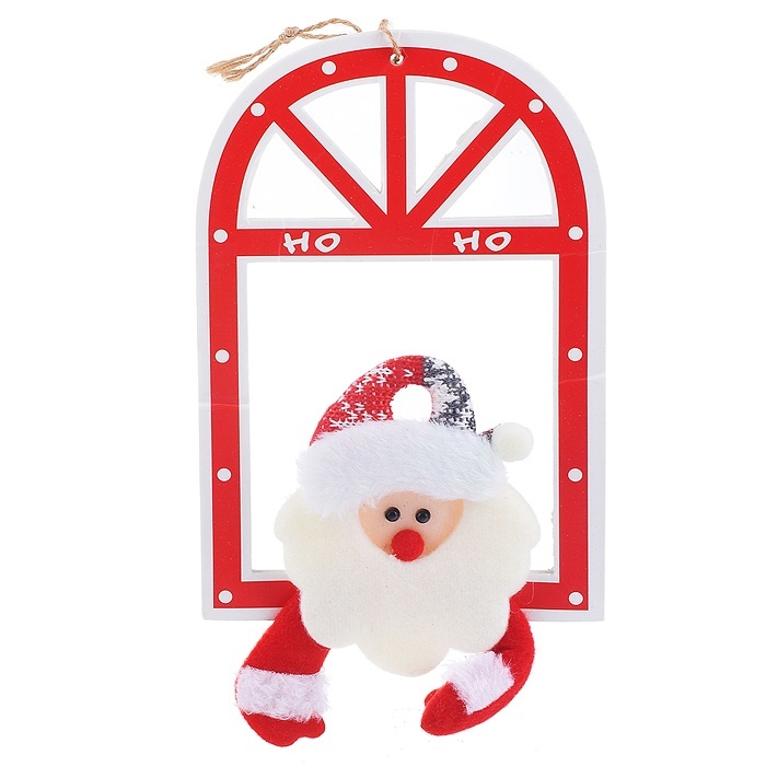 Елочная игрушка Снеговичок Дед мороз в окне S0808 1 шт. красный белый серебристый