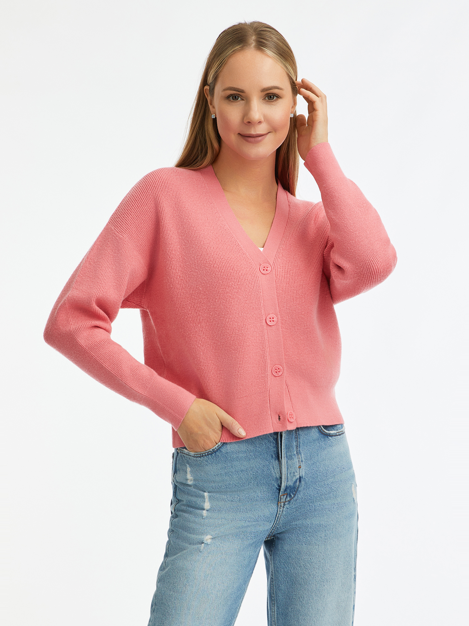 

Кардиган женский oodji 63212609 розовый XXL, 63212609