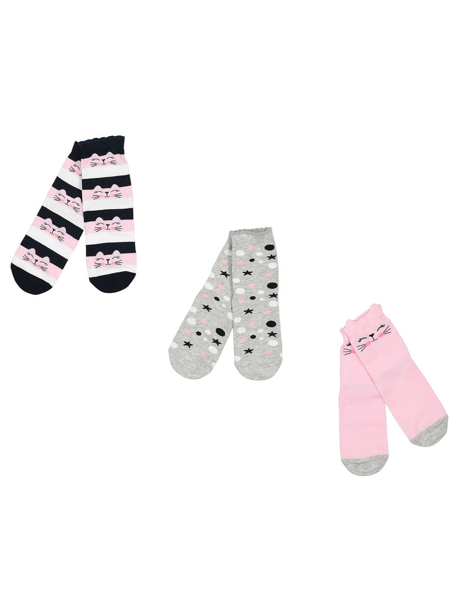 

Носки детские 3 пары Modis, цв. серый; розовый; черный р.18-20, M201U00301P503