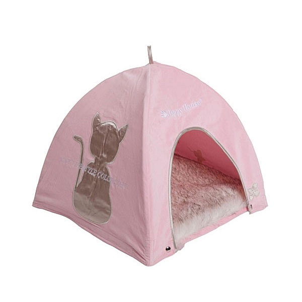 Домик для кошек Happy House CAT LIFESTYLE Палатка, розовый, 41x41x39см