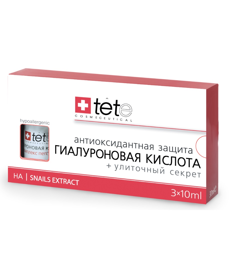 Гиалуроновая кислота, улиточный секрет TETe Cosmeceutical Hyaluronic Acid + Snail Extract гликолевая кислота 70% ph 1 2 3119 35 г