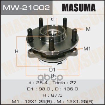 

Ступица с подшипником NISSAN/INFINITI 05- передн. MASUMA MW-21002