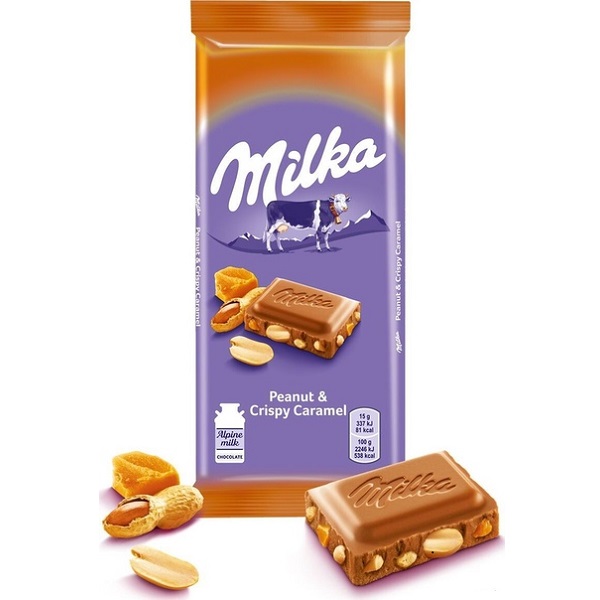 Шоколад Milka пинат криспи карамель 90 г