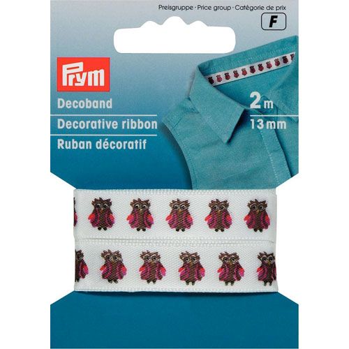 

986194 Декоративная лента Совы кор./роз. 2м Prym7709830