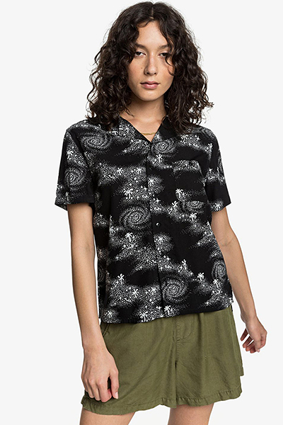 фото Женская рубашка с коротким рукавом womens quiksilver, черный, xs quicksilver