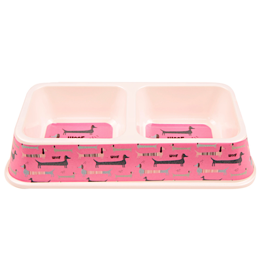 фото Двойная миска для кошек bobo, пищевой пластик, розовый, 330 мл