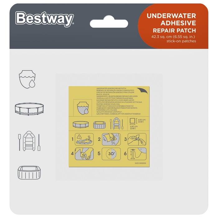 

Ремонтный набор, водостойкий, 10 шт., 62091 Bestway, Прозрачный