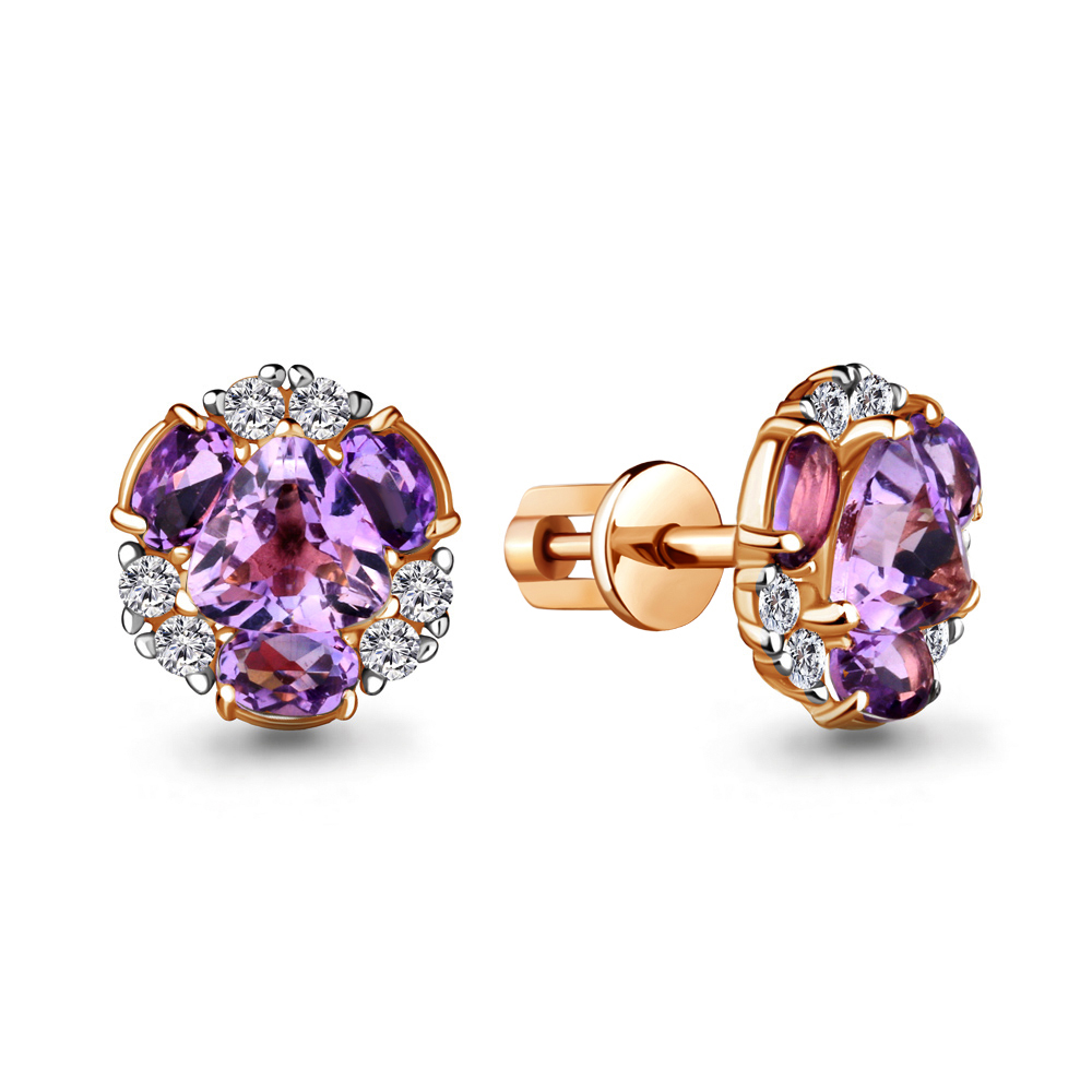 

Серьги-пусеты из серебра с аметистом Aquamarine 4736004А_925_з, 4736004А_925_з