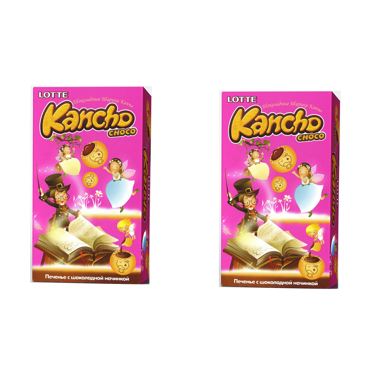 Печенье Lotte с шоколадной начинкой Kancho Choco, 2 шт по 42 г