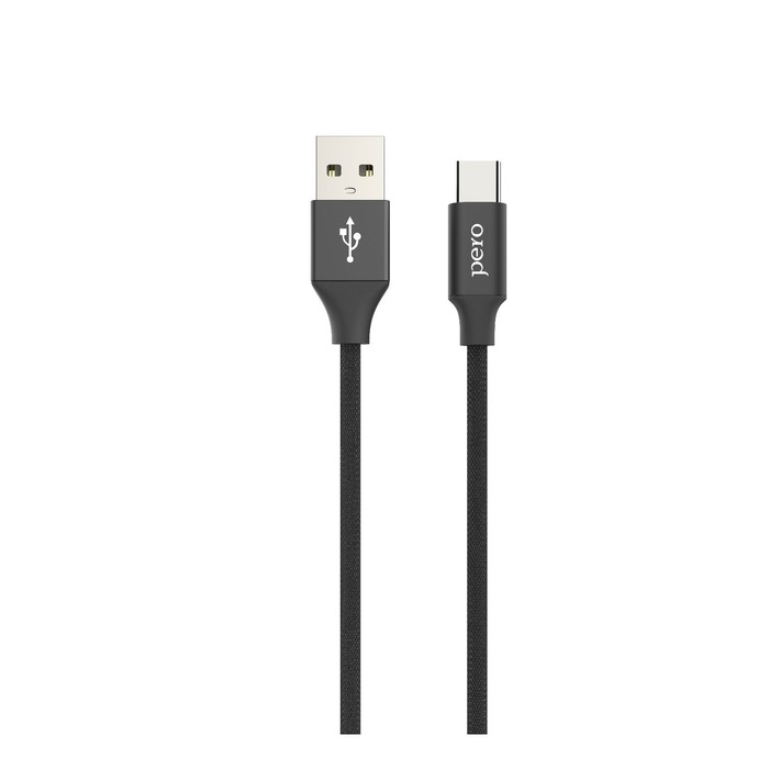 Кабель PERO DC-02 Micro USB - USB 3 А, 1 м, тканевая оплетка, черный