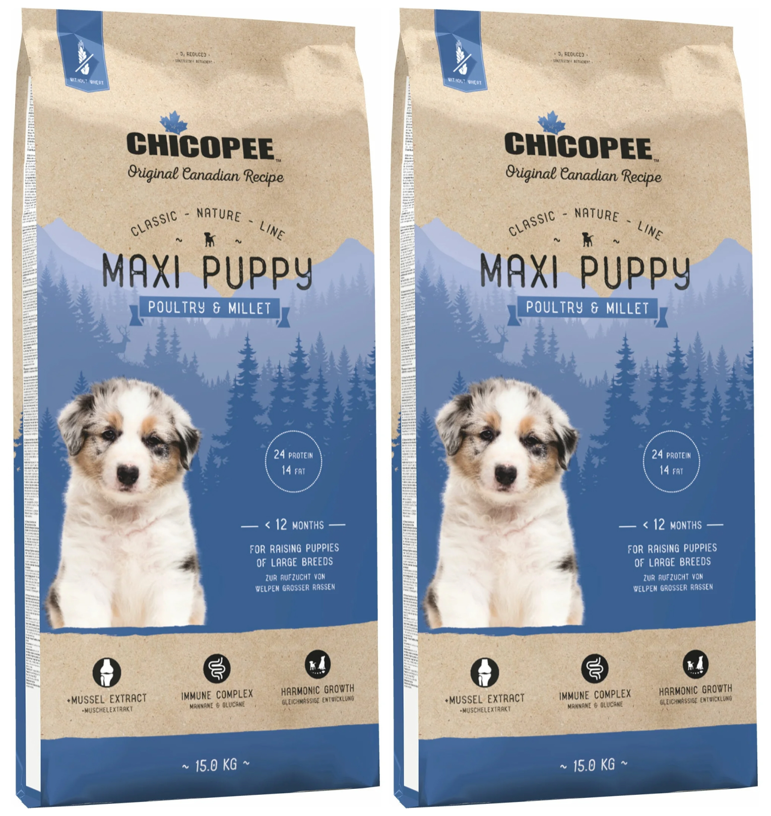 

CHICOPEE CHICOPEE CLASSIC NATURE LINE MAXI PUPPY POULTRY & MILLET для щенков крупных пород