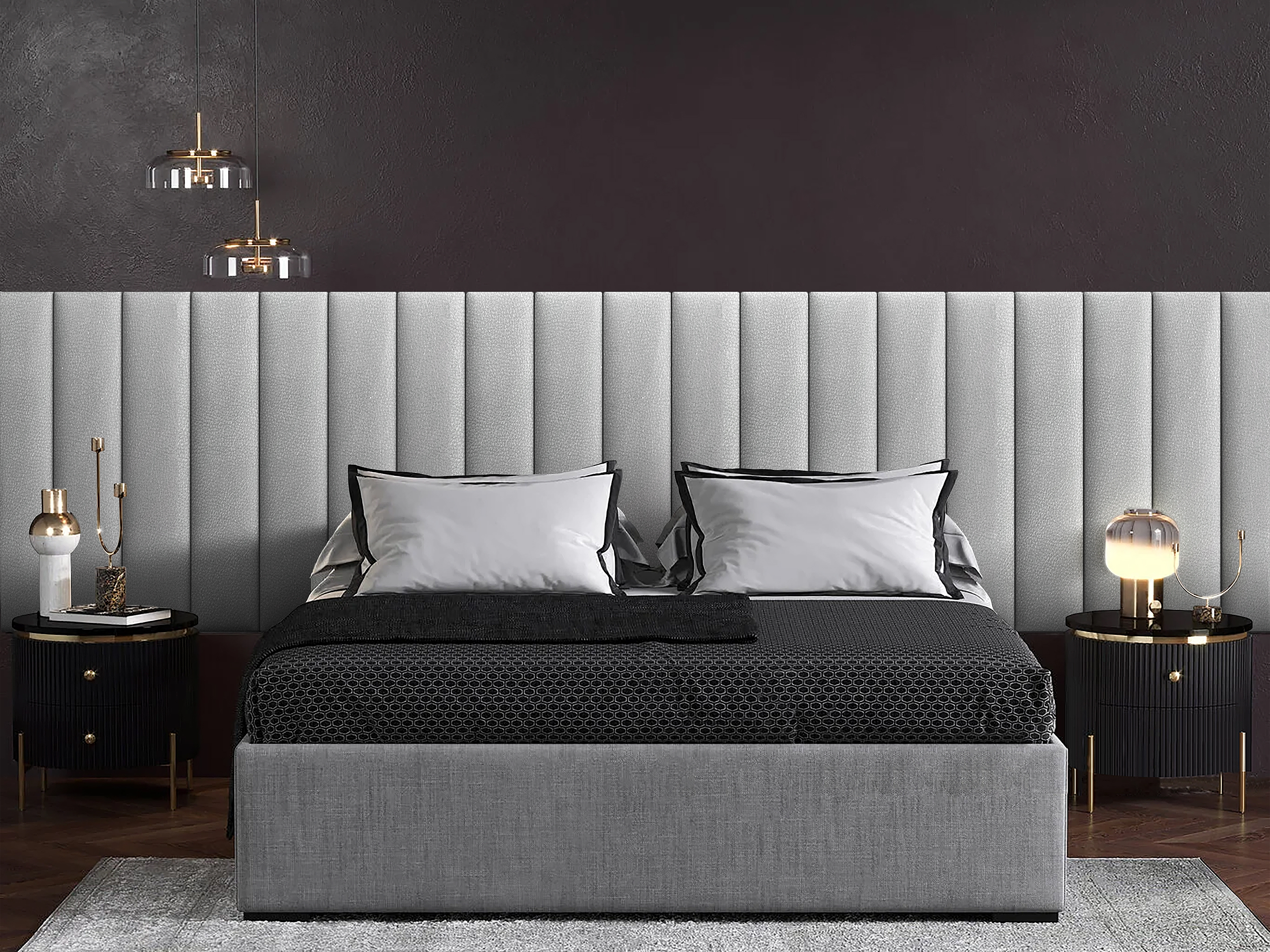 

Панель кровати Eco Leather Silver 20х100 см 4 шт., Серебристый